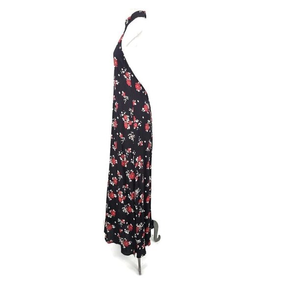 New Flynn Skye Rose Cluster Tyra Maxi Dress Womens Small High Neck Halter Slits - Picture 4 of 7